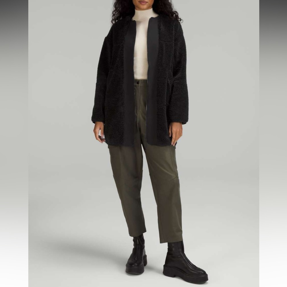 Lululemon Collarless Textured Fleece Full Zip size 8 in black